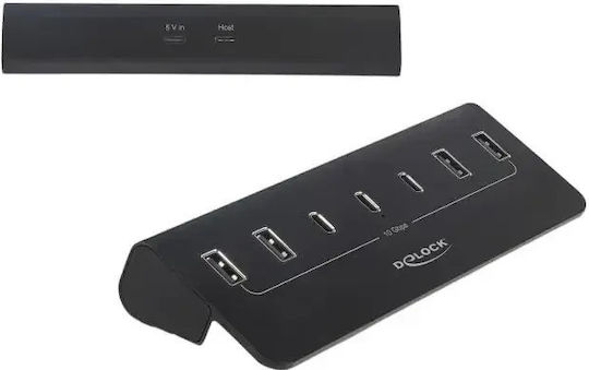 DeLock USB-Hub 7 Anschlüsse USB 3.2 mit Anschluss an einen Computer USB-A