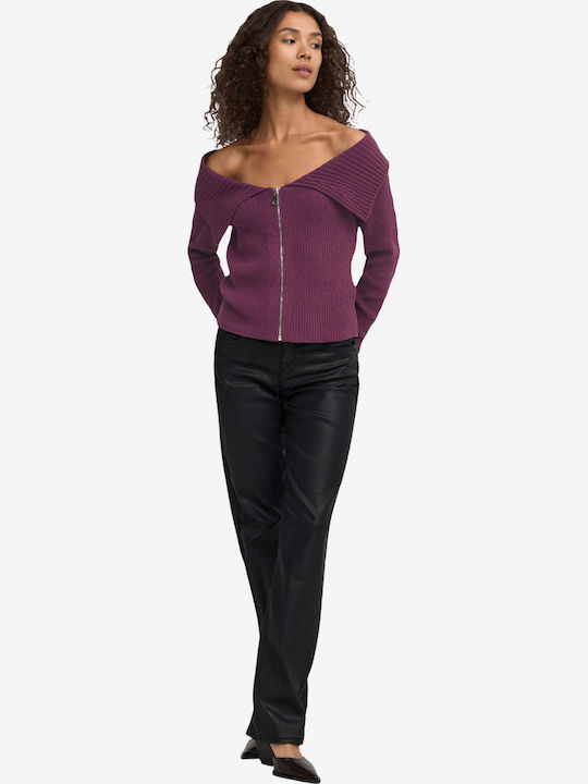 Women's Off-Shoulder Long Sleeve Burgundy Blouse