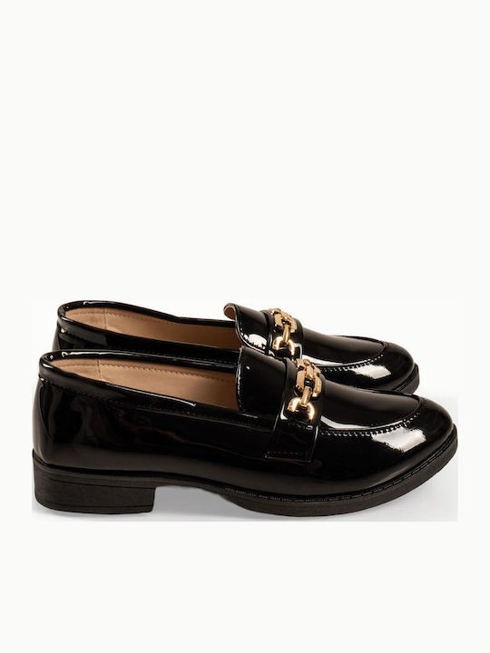 Patent Leather Women's Loafers in Black Color