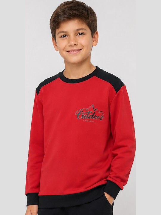 Kinder Sweatpants Set Mit Bluse Rot/Schwarz