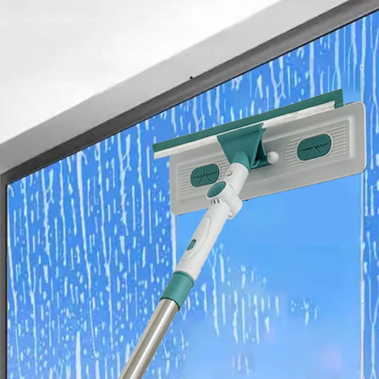Racletă Rotativă Pentru Geamuri 180° Lamă Din Silicon 2 Lavete Din Microfibră Mâner Telescopic 1-1.7 M Next Trend