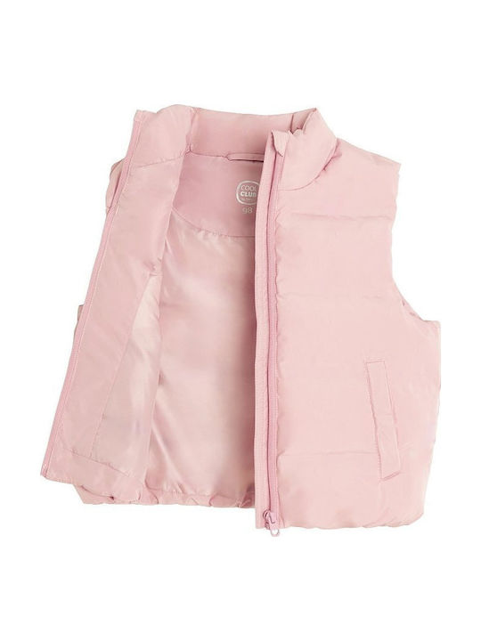 Kids Casual Sleeveless Short Pink Jacket