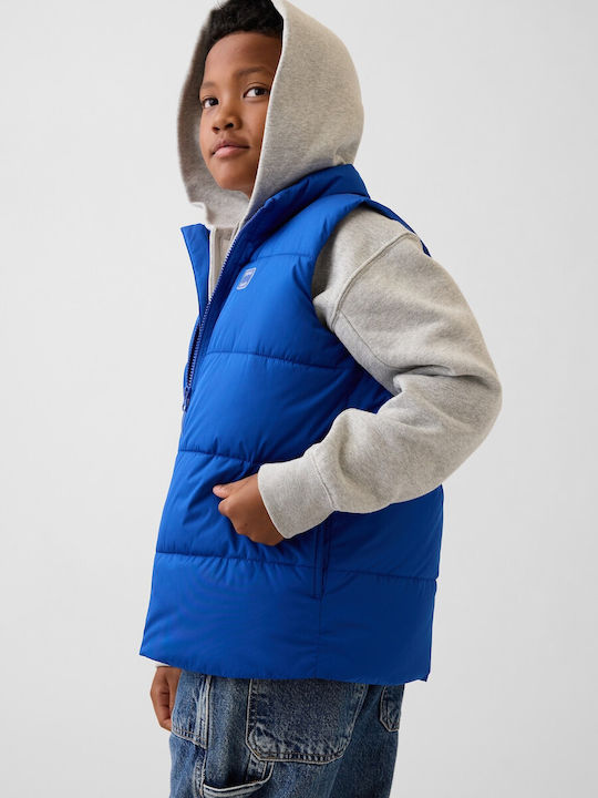 Kids Quilted Sleeveless Short Jacket Royal Blue