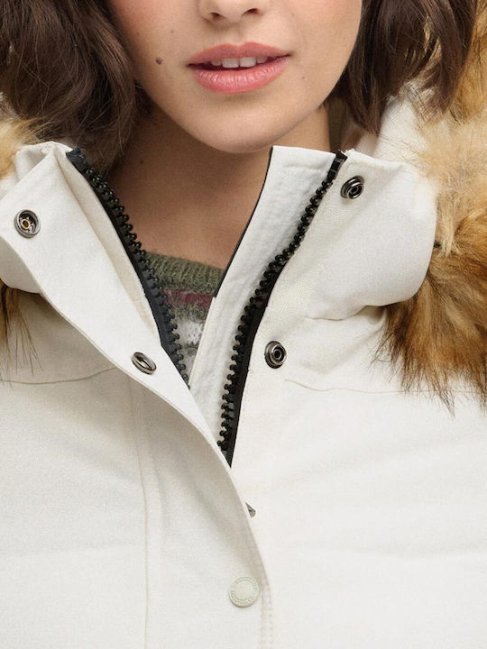 Everest Jachetă Dama Puffer Pentru Iarnă Alb Off White