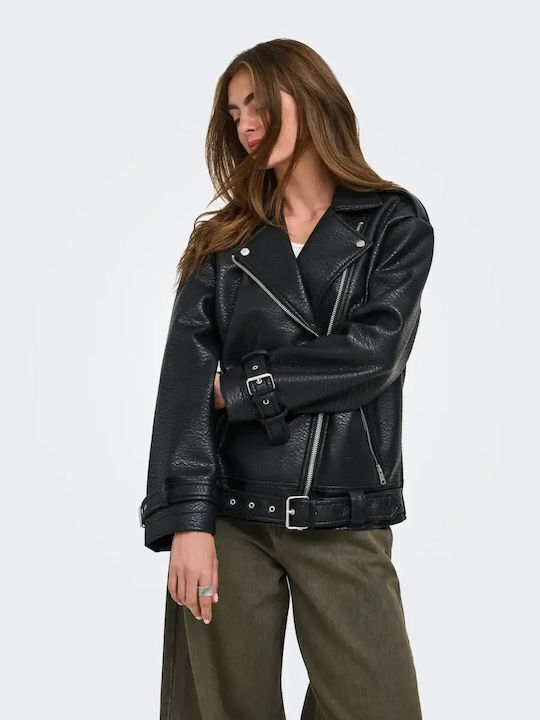 Damen Biker Jacke Schwarz