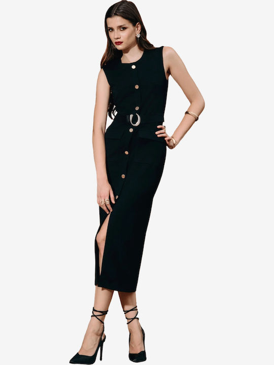 Summer Midi Shirt Dress Black