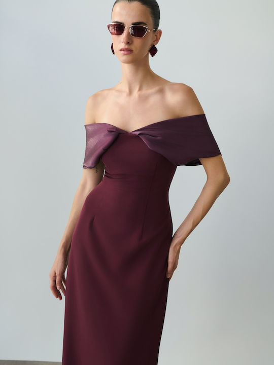 Sommer Maxi Abendkleid Trägerlos Burgundisch