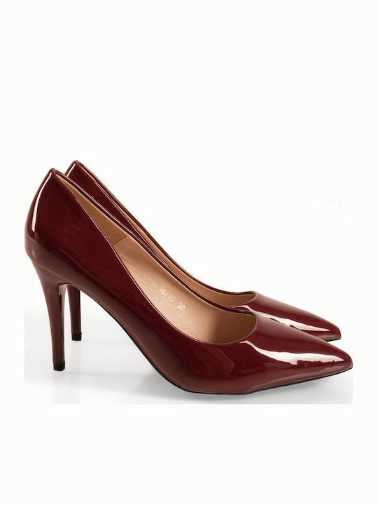 Pointed Toe Heels in Burgundy Patent Leather