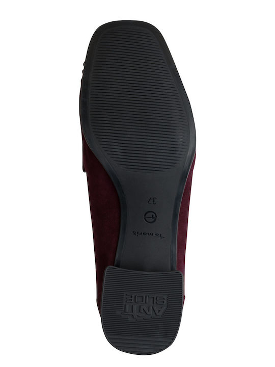 Leder Pumps mit Chunky Absatzdicke Burgundisch