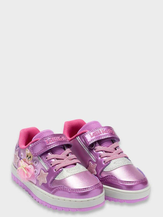 Mille Stelle Kids Sneakers with Hoop & Loop Closure & with Lights Fuchsia