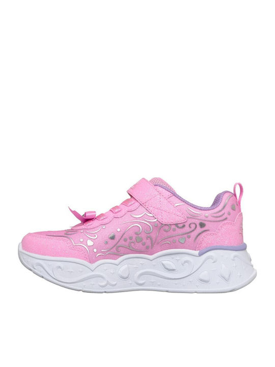 Kids Sneakers with Hook & Loop Closure & Lights Pink