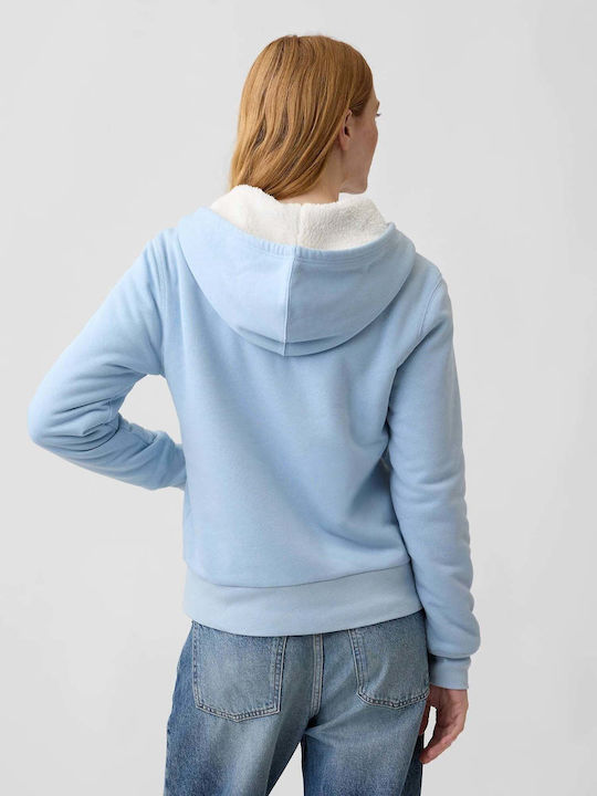 Long Women's Hooded Sweatshirt Cardigan Sail Blue