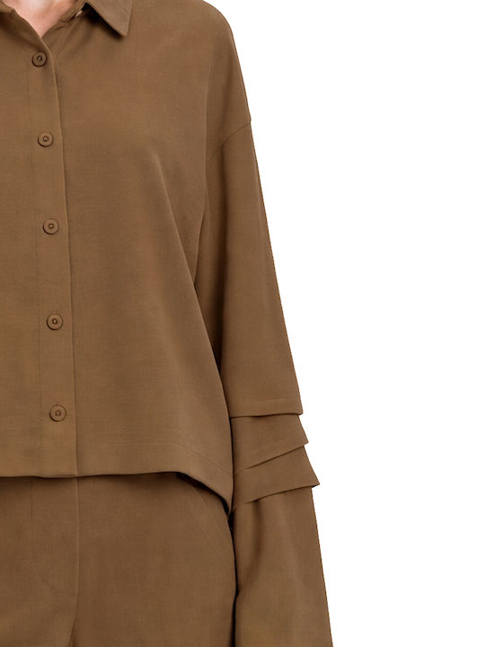 Long Sleeve Women's Shirt Brown