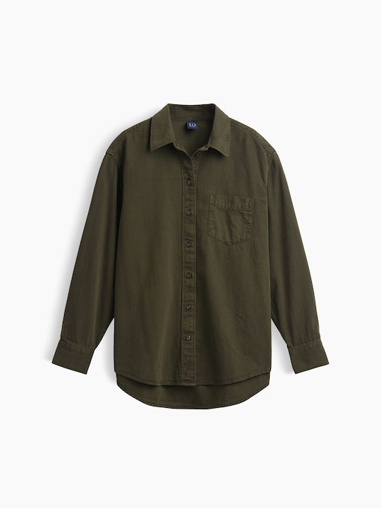 Дамска дънкова риза с дълъг ръкав Bamboo Green