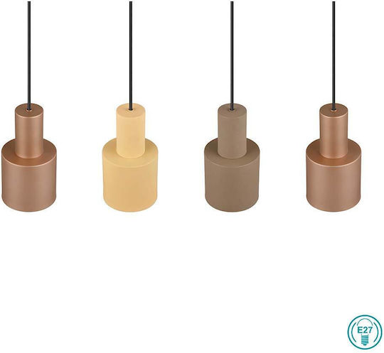 Trio Lighting Hängelampe Schwarz Schiene für 4 Lampen E27 87x12x150cm.