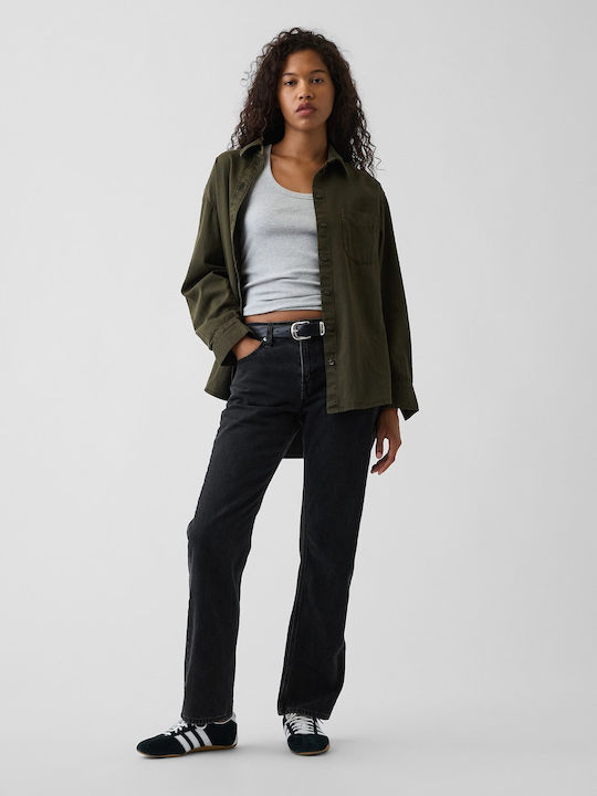 Damen Jeans Hose Mittlerer Anstieg in Schlank Passform Schwarz