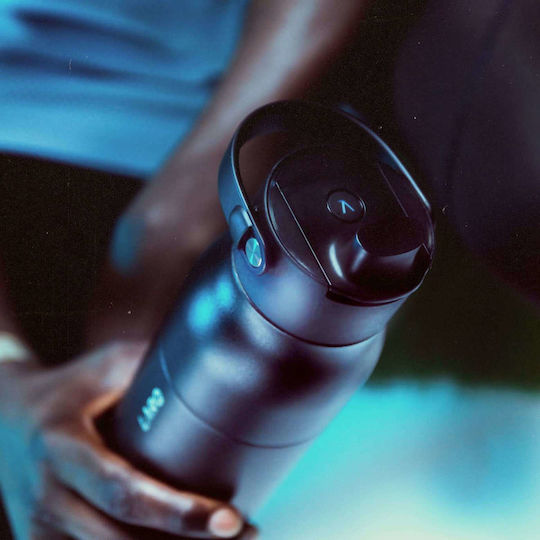 LARQ PureVis 2 Thermos Bottle Stainless Steel BPA Free 1lt Obsidian Black With Mouthpiece Loop Straw And Handle