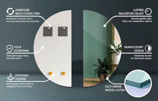 Tulup Καθρέπτης από Μέταλλο 60x60cm
