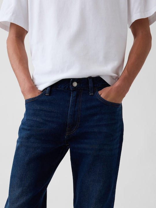 Men's Jeans Pants Slim Straight Fit Worn Dark