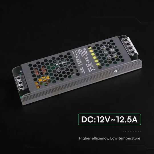 V-TAC Затъмняващо LED Захранване IP20 Мощност 150W с Изходно Напрежение 12V