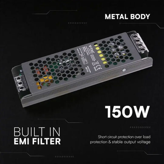 V-TAC Затъмняващо LED Захранване IP20 Мощност 150W с Изходно Напрежение 12V