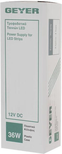 Geyer Τροφοδοτικό LED IP20 Ισχύος 36W με Τάση Εξόδου 12V