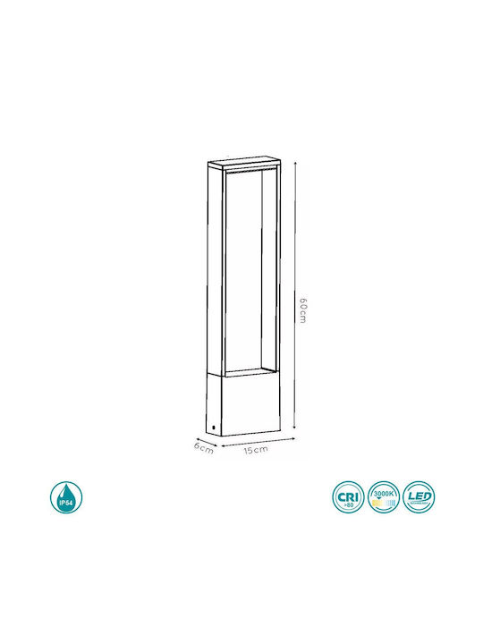 Lucide Lightning Goa Външна Стояща Лампа Малък Пост LED 6.5W с Топло Бяла Светлина IP54 Черна