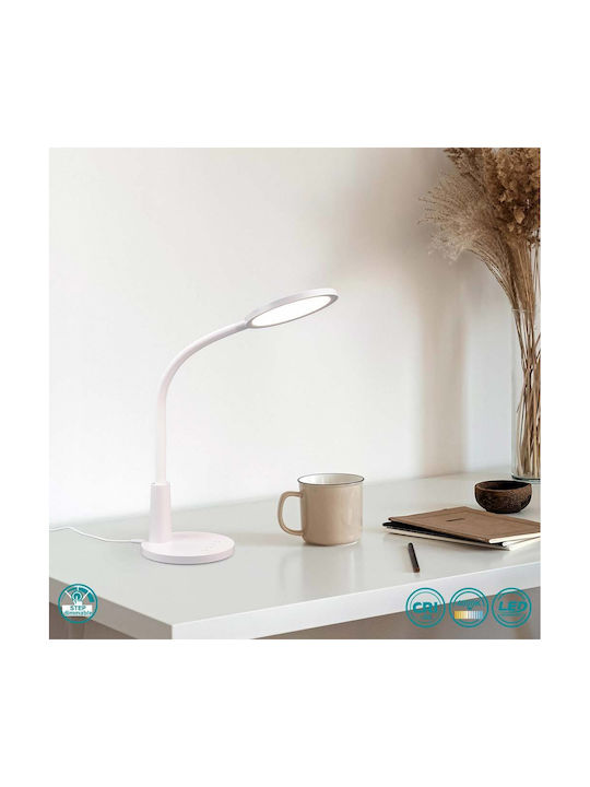 Trio Lighting Настолна Лампа с Гъвкаво Рамо за Цокъл Вграден LED в Бял Цвят