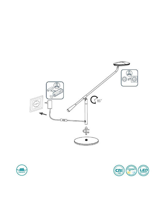 Wofi Tyler LED Office Lamp with Foldable Arm in Silver Color