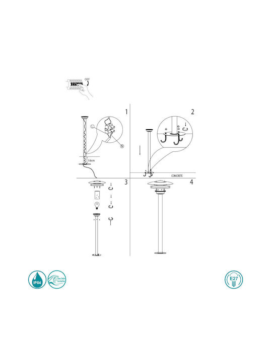 Nordlux Amalienborg Φωτιστικό Κολωνάκι Εξωτερικού Χώρου 15W IP54 για Ντουί E27 Ασημί