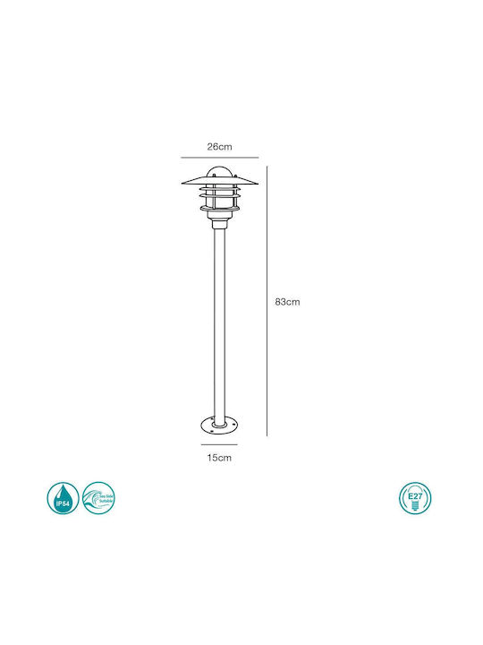 Nordlux Agger Outdoor Floor Lamp Small Post IP54 for E27 Socket Silver