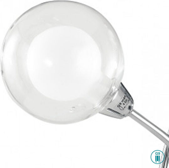Fan Europe Blog Glas Tischlampe für Fassung G9 mit Silber Basis