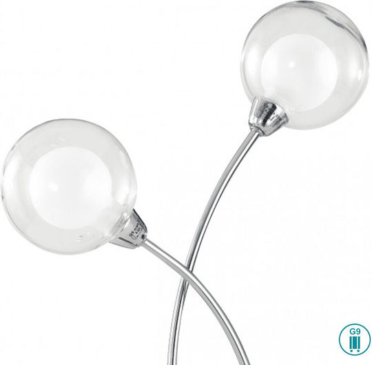 Fan Europe Blog Glas Tischlampe für Fassung G9 mit Silber Basis
