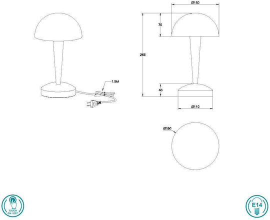 Trio Lighting Метален Портатиф за Цокъл E14 с Черна Шапка и Основа