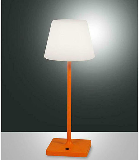 La Mia Luce Adam Metal Table Lamp LED with White Shade and Orange Base