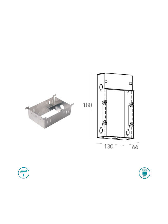 Fan Europe Arielrm1 Spot Honsuit Metalic Paralelogram Cu Dulie GU10 Alb 18x12cm