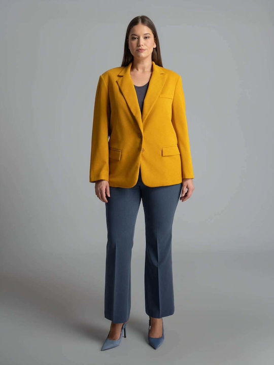 Mat Fashion Γυναικείο Σακάκι Κίτρινο