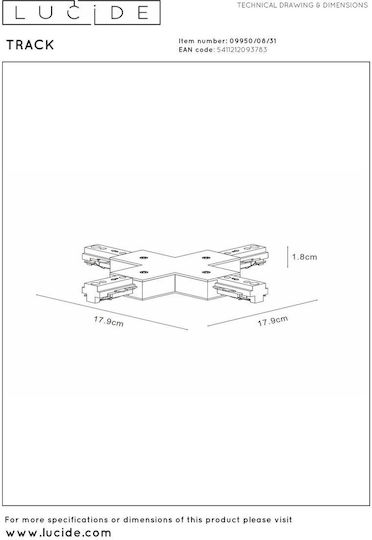Lucide Track X-Verbinder 1-Phasen-Schienensystem Weiß Erweiterung 09950 08 31