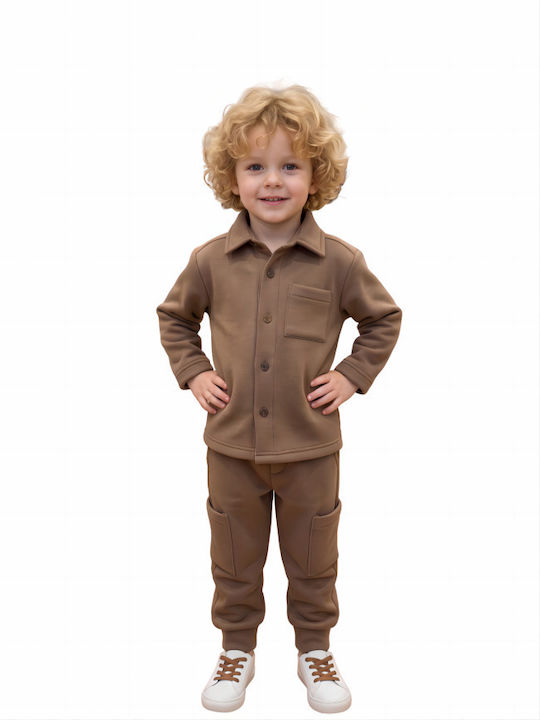 Serafino Kids Long-Sleeved Shirt Camel