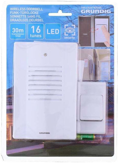 Grundig Безжично Камбана За Врата С 16 Мелодии Бял