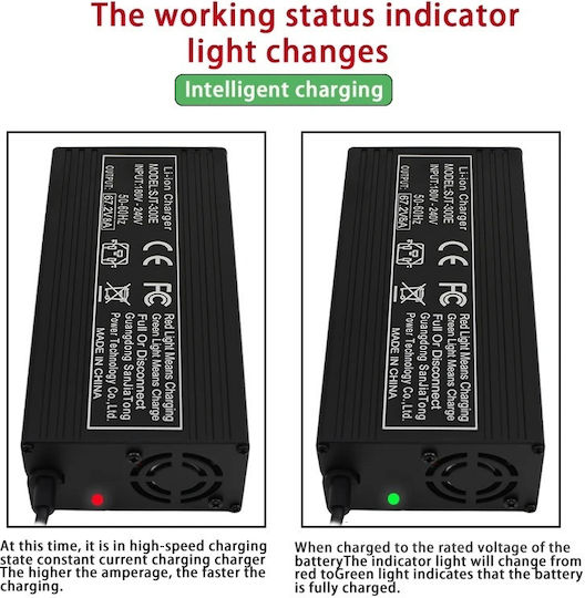 Γρήγορος Fastcharger Φορτιστής 67,2v 8a Μπαταρίες Ιόντων Λιθίου 60 Volt