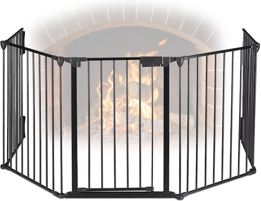 Relaxdays Protecție Metalică pentru Șemineu 165x94x75cm Negru