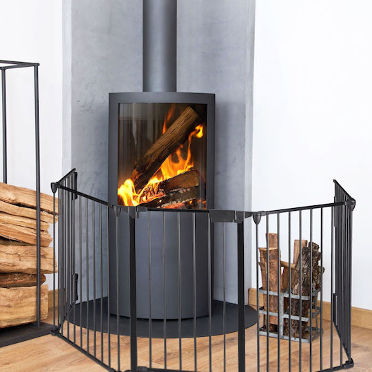 Relaxdays Protecție Metalică pentru Șemineu 165x94x75cm Negru