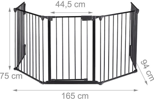Relaxdays Protecție Metalică pentru Șemineu 165x94x75cm Negru