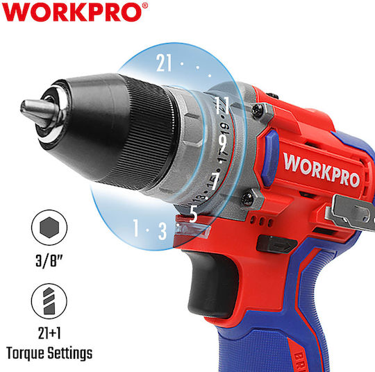 WorkPro WP460201 Двигател За Бормашина На Батерия Безчетков 12V 2x2Ah