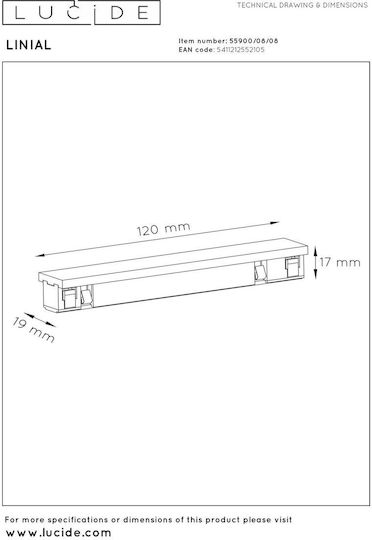 Lucide Premium Linear Straight Connector 1-Circuit Track Lighting System Champagne 55900 08 08