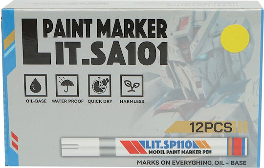 Set Markierungen Gelbe Öl-Farbe Lit-sa101 Wasserdicht Schnelltrocknend 12 Stück