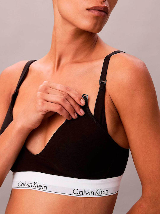 Calvin Klein Sutien din Bumbac pentru Gravide și Alăptare cu Clips Black
