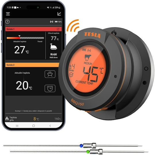 Tesla Kabelloses Digitales Lebensmittelthermometer Backofen mit Sonde