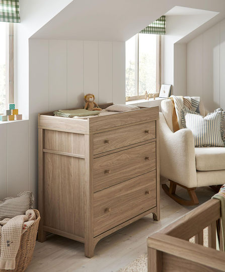 Baby Dresser with 3 Drawers Beige 90x52.8x95cm